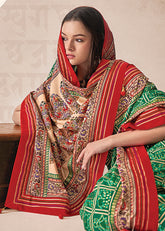 Green Cotton Silk Foil Print Saree-3318